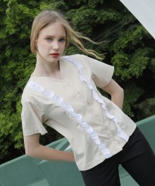 white frill shirts_beige