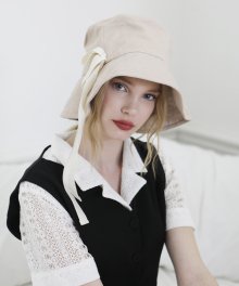 ribbon bucket hat_beige