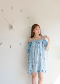 멜팅글로우(MELTINGLOW) 나비의 정원 (light blue)_off shoulder chiffon dress