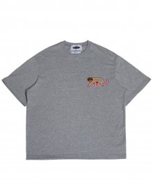 표범 자수 노멀넥 1/2 티셔츠 (gray)