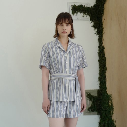 일일오구스튜디오() MH2 LINEN BENDING PANTS_BLUE 상품 이미지