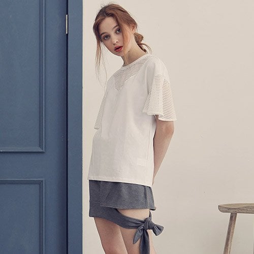 와드로브() TIED MINI JERSEY SKIRT_GRAY 상품 이미지