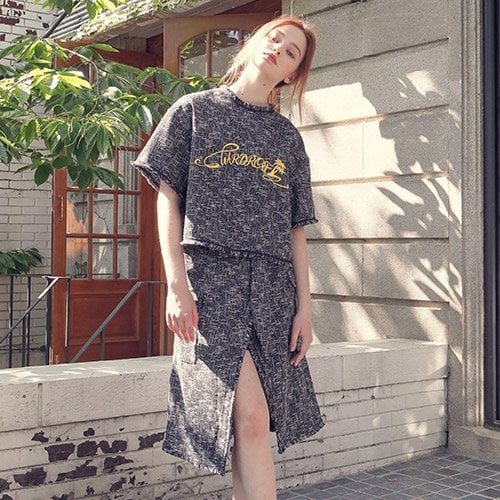 와드로브() TIED WRAP SKIRT_NAVY 상품 이미지