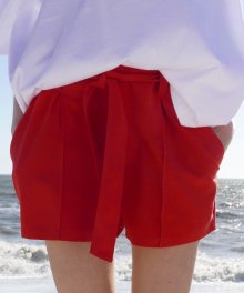 LB BELTED SHORTS(RED)