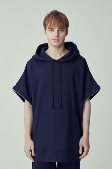 [UNISEX]OVER-FIT TWO-WAY O-RING NAVY HOODED