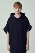 [UNISEX]OVER-FIT TWO-WAY O-RING BLACK HOODED