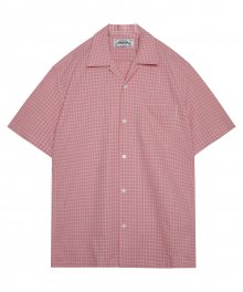 M#1345 check hawaiian shirt (pink)