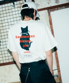 [아키요루]네코 티셔츠 화이트