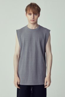 (UNISEX)SEMI-OVER FIT WASHED® GREY TANK
