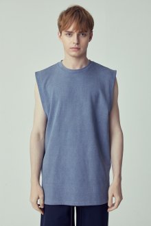 (UNISEX)SEMI-OVER FIT WASHED® BLUE TANK