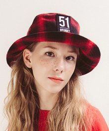 17 CHECK BUCKET HAT (RED)