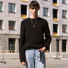 유니섹스 크루넥 알파카 스웨터 atb152u(Black)