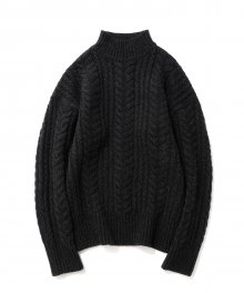 Heavy Lambswool Cable Knit Black