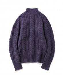 Heavy Lambswool Cable Knit Purple