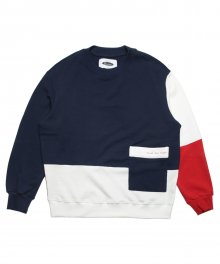 컬러블럭 스웨트 셔츠 (navy)