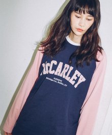 2017 RAGLAN COLOR BLOCK T-SHIRTS (PINK) [GTS003F33PI]