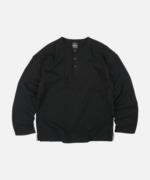 프리즘웍스(frizmworks) 10S SOLID HENLEY NECK TEE _ BLACK