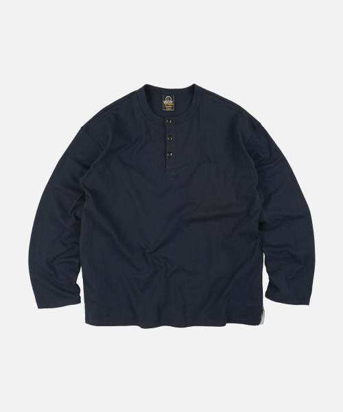 10S SOLID HENLEY NECK TEE _ NAVY