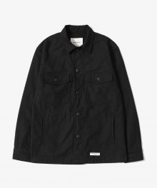 Solid Military Shirts Jacket [Black]