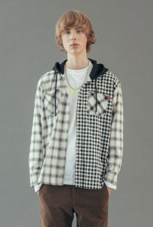 MULTI CHECK HOOD SHIRTS IVORY(ES1HFUW320A)