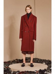 OVER SHOULDER TAILLERED DOUBLE COAT_RED