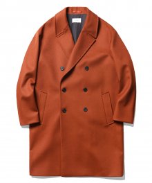 Double Oversize Cashmere Coat Brick Red