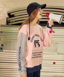 (TS-0061)UNBALANCE SWEATSHIRT PINK