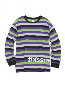 Multi Stripe H-SP-Logo L/S Tee Lime/Purple