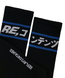 blue line socks (black)