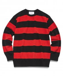 STRIPE KNIT CREW NECK [BLACK]