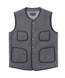 round wool vest charcoal