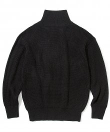 wool mock neck knit black
