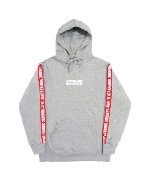 아임낫어휴먼비잉(I AM NOT A HUMAN BEING) Basic Logo Tape Hoodie - Grey/Red - 79,000 | 무신사 스토어