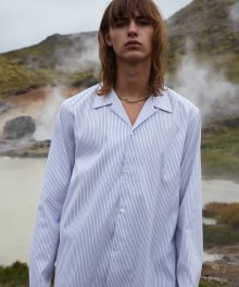 STRIPED PYJAMA SHIRT _  BLUE