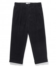 RELAXED CORDUROY TURN-UP TROUSERS black