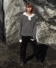 OVERSIZED COLLARED RUGBY SHIRT _  CHARCOAL