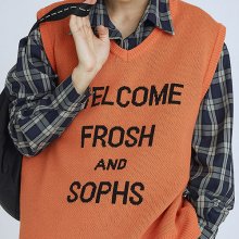 lettering knit vest(orange)