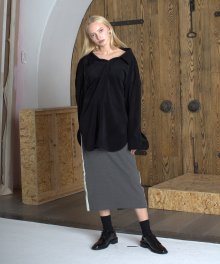 SUEDE PINCHED OVERSIZED SHIRT _  BLACK