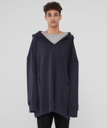 OVERSIZED V-NECK HOODIE [CHARCOAL]