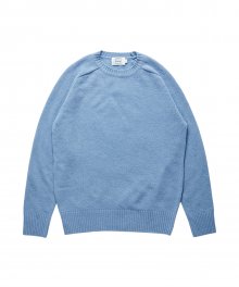 Crew Neck Wool Sweater (Blue)