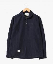 Stitches Stripe Pullover Shirts [Navy]