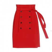 CLASSIC BUTTON SKIRT RED
