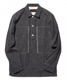 DV. LOT503 SELVEDGE INDIGO COVERT PULLOVER SHIRTS -BLACK-