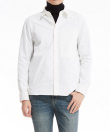 Mens Big Pocket White Shirts (PWOE3LSRD5M0C2)