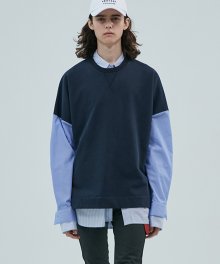 17aw stripe sleeved sweatshirt