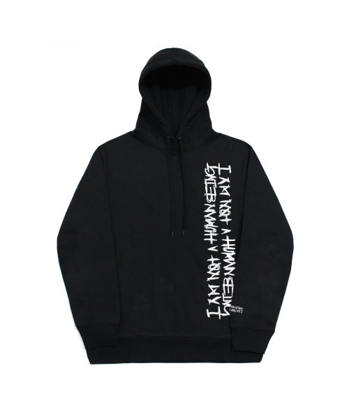 아임낫어휴먼비잉(I AM NOT A HUMAN BEING) Vertikal Basic Logo Hoodie - Black - 79,000 | 우신사 스토어