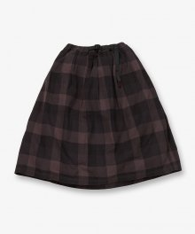 NEL CHECK LONG FLARE SKIRT CHARCOAL