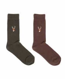 REINDEER SOCKS 2SET (khaki/brown)