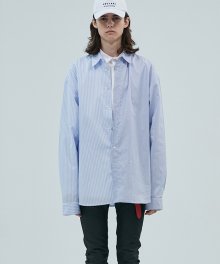 17aw oversized mixed stripe shirt [blue]