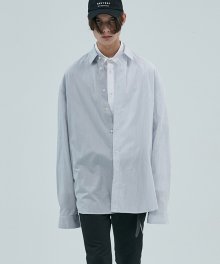 17aw oversized mixed stripe shirt [white]